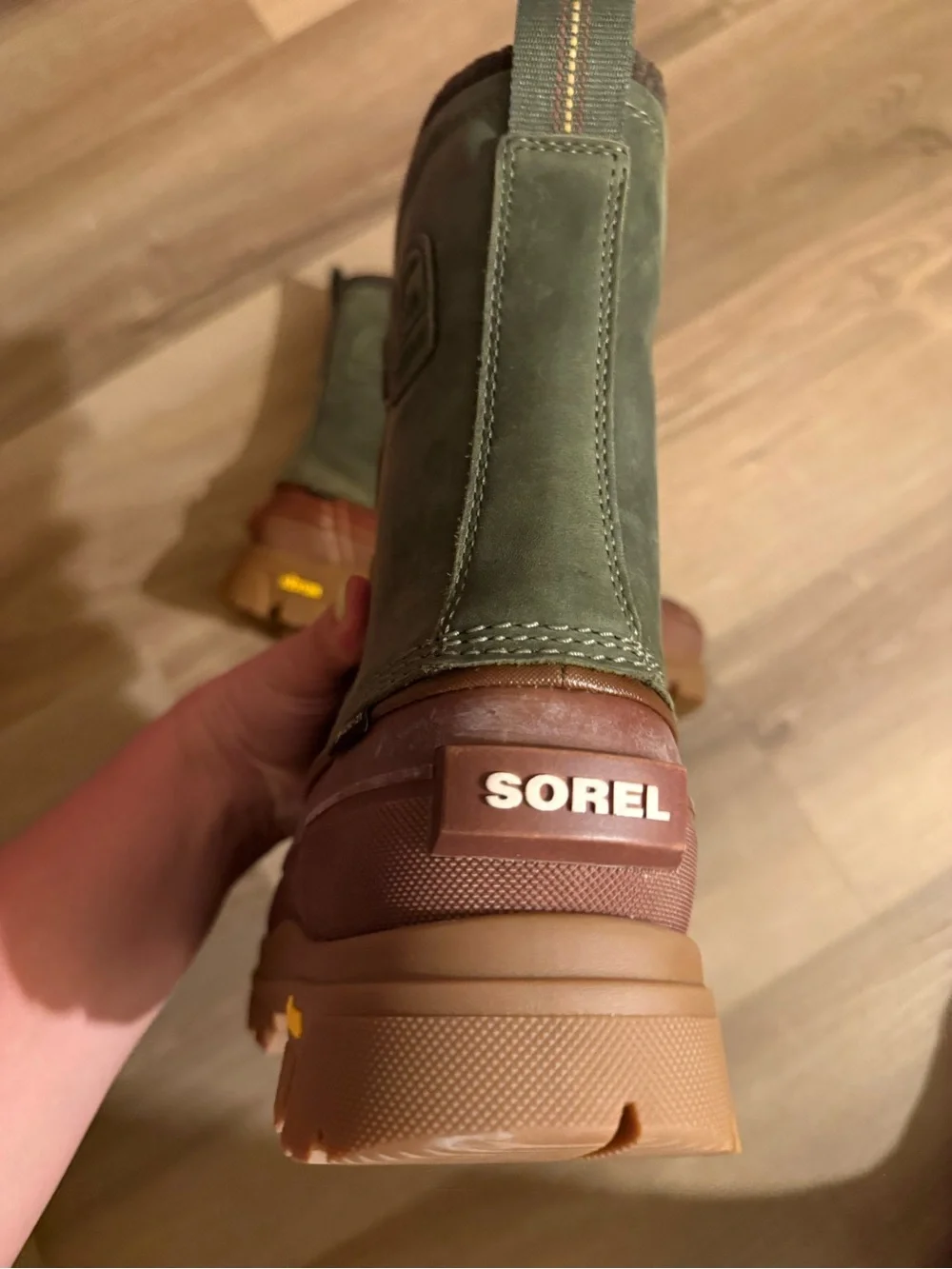Barbour Olive Green & Brown Waterproof Lace-Up Winter Boots